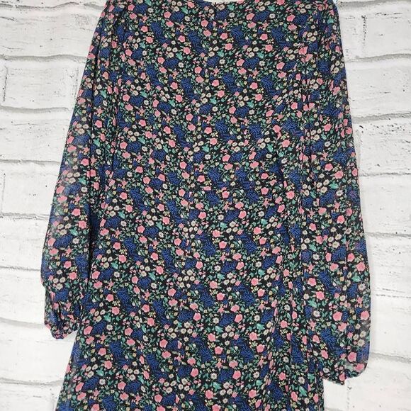Nasty Gal V-Neck Long-Sleeve Floral Print Mini Dress Multi-Color Size 0 NWT - Picture 8 of 13